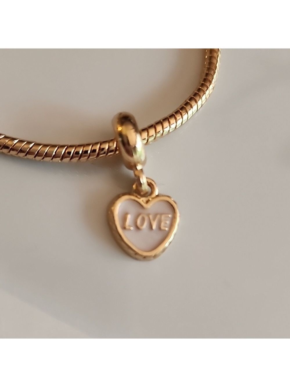 Last One Love Gold Light Pink Enamel Heart Charm
